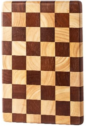 Linwnil End Grain skärbräda, slitstark akacia/gummi trä skärbräda för kök, vändbart serveringsbord för kött, bröd och frukt, rektangel skärbräda (30 cm L x 18 cm B x 0,99)
