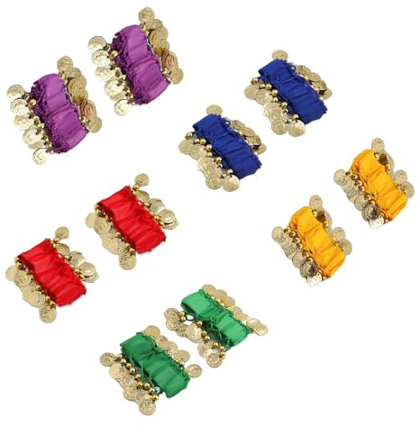Eruceky 4 Paia Bracciali per La Danza del Ventre, Braccialetto Con Monete di Danza Del Ventre, Bracciale per danza del ventre in chiffon, Adatto per spettacoli di danza, feste