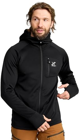 RevolutionRace Evolution Stretch Fleece Hoodie für Herren, Zip Hoodie für Wandern und Outdoor-Aktivitäten, Black, XXL