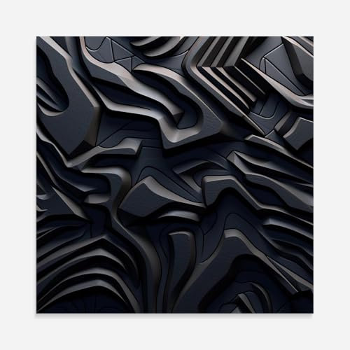 ARTHUB® Glasbild 60x60 cm, 5mm ESG | Moderne Wandbilder aus Glas für Wohnzimmer & Schlafzimmer, Wanddekoration, Wohnkultur, Abstrakte, Black 3d Lines