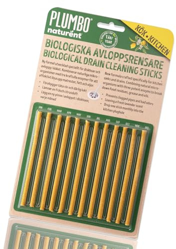 Plumbo Kitchen Drain Cleaning Sticks, Citrus Scent, Pack of 12 | -Year Supply of 12 Enzyme-Activated Cleaner & Odour Remover - Natural and Sustainable