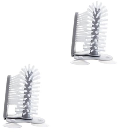 Baluue 2pcs Suction Cup Cup Cleaner Brush for Glass Detachable Design Durable and Material for Wine Glasses and More Dark Grey