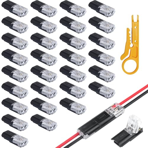 GothicBride 30 connettori a 2 poli, 18-22 AWG, connettore per auto con spelafili, connettori per cavi auto, impermeabili, connettori rapidi