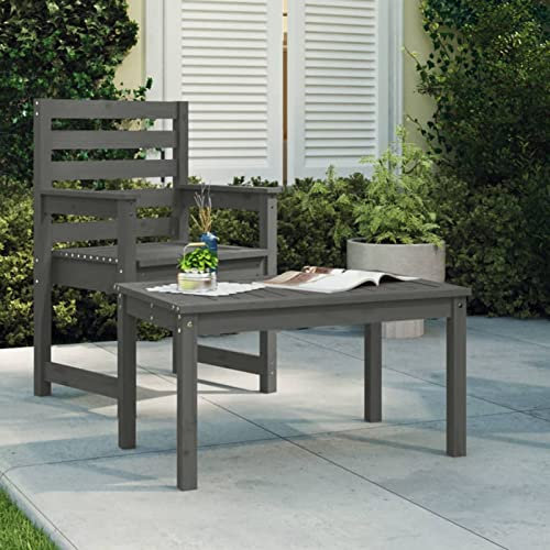 Xichuzi Gartentisch, Buffettisch, Garten Esstisch, Multifunktionstisch, Terrassentisch, Picknicktisch, Spieltisch, Flohmarkttisch, Grau 82,5x50,5x45 cm Massivholz Kiefer