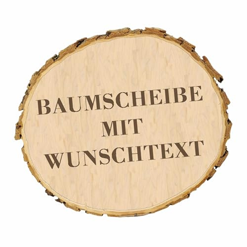 KIWISTAR UG - Baumscheibe 21-24 cm - mit Fotogravur - personalisiertes Fotogeschenk individuell selbst gestalten Valentinstag - Holzscheibe mit Foto und Wunschtext - Naturholz - Geschenk - Türschild