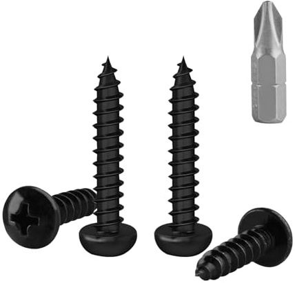 150 Pcs M4 Screws Set, Black Wood Screws Assortment, Self Tapping Round Truss Head Self-tapping Screw Assorted Set for Masonry Decking Furniture(M4x30mm)