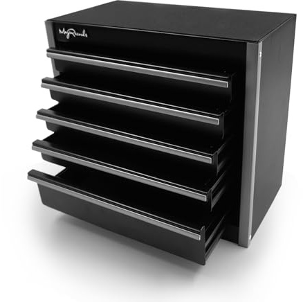 sdroceRyaM Mini Werkzeugkiste Metall-Werkzeugkoffer mit 5 Schubladen, tragbare Werkzeugbox zur täglichen Aufbewahrung und Organisation 215x115x195mm, Schwarz
