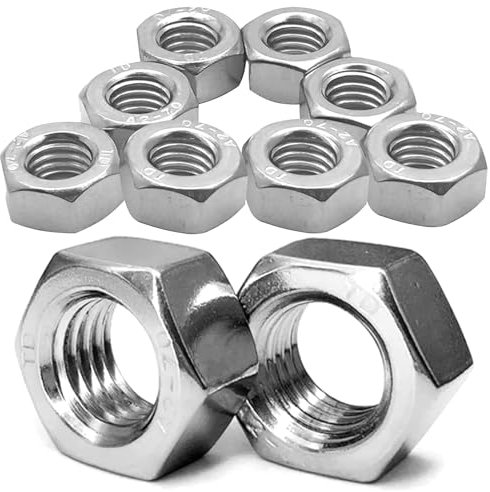 cyclingcolors 10x Tuerca Hexagonal de Acero Inoxidable A2 DIN 934 ISO 4032 Tuercas Hexagonales para Tornillos Pernos de Seguridad Rosca métrica, M10