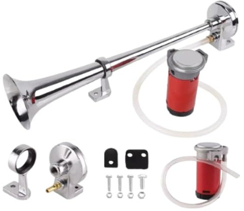 ARA CHOICE 150DB Super Loud 12V Single Trumpet Air Horn | Chrome Finish | Universal Fit for Truck, Boats, Train | 150dB Noise Level