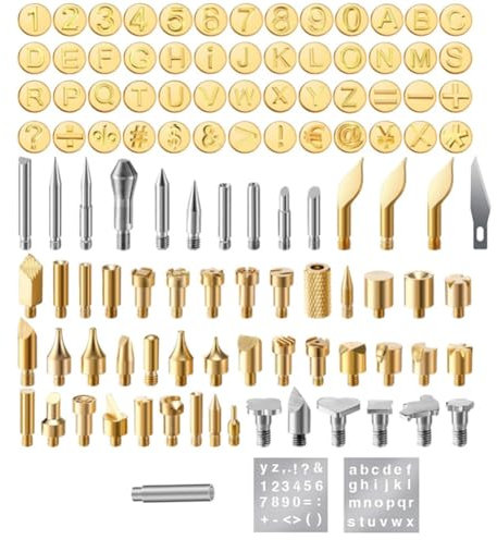Junterone 112-Teiliges Set mit Brandmalerei-Holzbrennspitzen, Einschließlich Buchstaben-, Zahlen- und Symbol-Holzbrennspitzen für Holzbrenner
