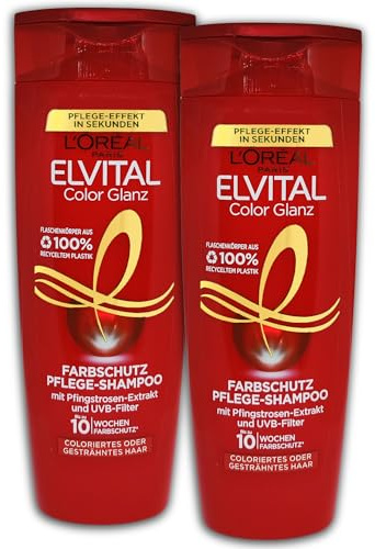 2 er Pack L’Oréal Paris Elvital Color Glanz Pflege Farbschutz Shampoo 2 x 300 ml
