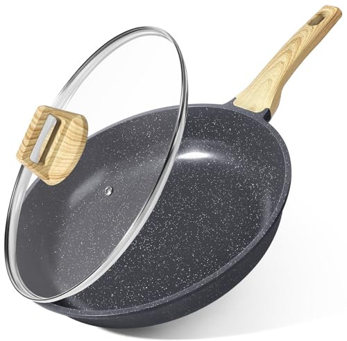 GiPP Poêle à Frire Antiadhésive en Céramique avec Couvercle – Poêle Saine et Non Toxique de 20 cm, Compatible Induction, Sans PFAS ni PFOA, Passe au Lave-Vaisselle, Manche Reste Froid