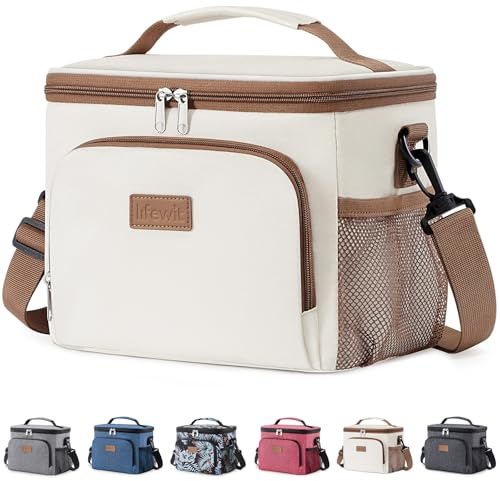 Lifewit Isolierte Kühltasche 9L / 27L / 32L, Lunchtasche, Kühlbox Faltbar | Thermotasche auslaufsicher, Tragetasche mit Schulterriemen, Leichte Lunchbag für Arbeit Reisen Büro Picknick, Creme
