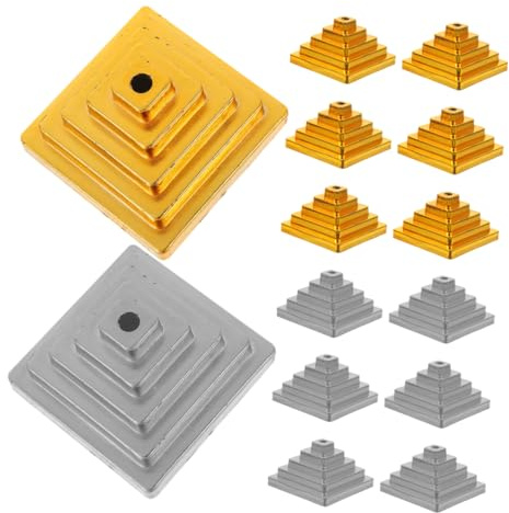 KONTONTY 20pcs Mini Flag Pole Base and Small Flag Stand Set for Office Desk Indoor Decoration in Gold and Silver