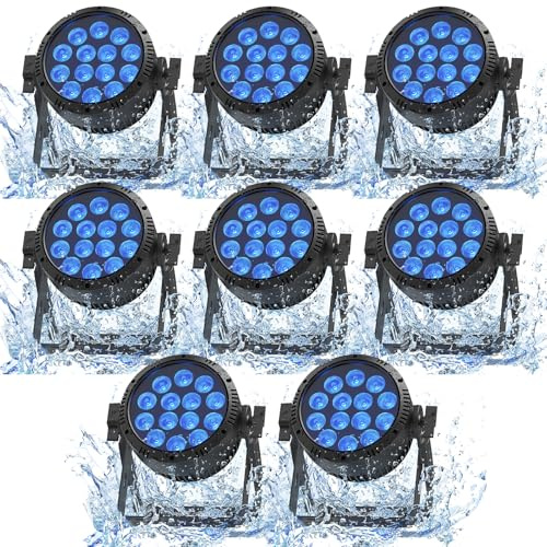 U`King 8PCS 14x15W LED Par IP65 Wasserdichte, RGBW 200W Bühnenlicht Outdoor Strahler, D MX 4/9CH Stroboskop Disco Lichteffekte für Regentage Events DJ Show Party Bar Bühnen Festivalauftritte