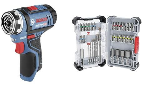 Bosch Professional 12V System GSR 12V-15 FC cordless drill/driver + 35x Extra Hard Schrauberbit‑ und CYL-3 Bohrer-Set, 35‑TLG. (197 x 110,5 mm, Zubehör)