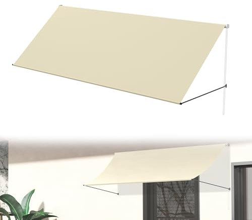Suusolny Tenda parasole 350 x 145 cm – Tenda retrattile in acciaio – Protezione UV e resistente alle intemperie, ideale per giardino, balcone (beige)