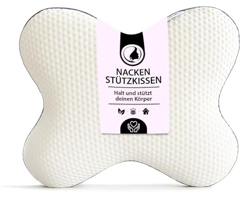 MaxxGoods orthopädisches Schmetterlingskissen aus Memory Foam + Kissenbezug - Kopfkissen ergonomisch - Nackenstützkissen atmungsaktiv für Seitenschläfer, Rückenschläfer, Bauchschläfer - für Allergiker