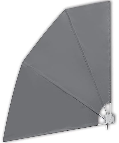 Faltbarer Balkonfächer mit Metallrahmen und Wandhalterung, Seitenmarkise für Garten Terrasse, Wetterfest, UV-beständig, Grau 210×210 cm Polyester