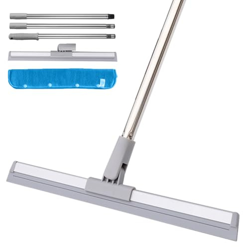 DrDirt Floor Squeegee 120cm/47in Silicone Magic Broom with Microfiber Mpo Indoor Water and Dust Remover Glass Wiper Quick Drying