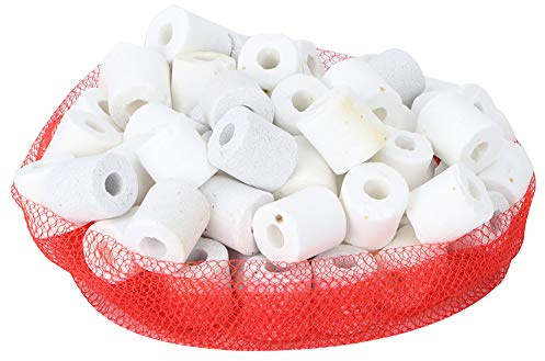 Haofy Médias de Filtre Activés, Boules Bio-anneaux en Céramique pour Aquarium, Adsorption élevée, Stabilisation de la qualité de l'eau, Temps de Service Durable, 2 en 1 Filtre, Large Gamme (Bague