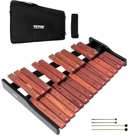 VEVOR Xylophone 25 Notes, Instrument de Percussion Professionnel en Bois, avec 4 Maillets, Sac de Transport, Bandoulière, Kit d'Instruments de Musique, pour Débutants, Adultes, Interprétation Morceaux