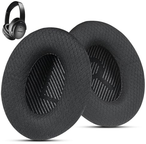 QuietComfort 35 / QC 35ii Ersatz-Ohrpolster für Bose-Kopfhörer, kompatibel mit Bose QC45 QC35 QC25 QC2 QC15 / Around-Ear 2/AE2 AE2i AE2w / SoundTrue und SoundLink Serie (Schwarz)