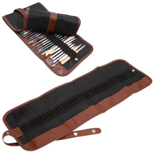 HAMKU 1 Stück Leinwand Pencil Wrap, Rollmäppchen, 72 Löcher Verpackungshalter Bleistift Wrap Kasten Bleistifthalter für Künstler, Schule und Büro