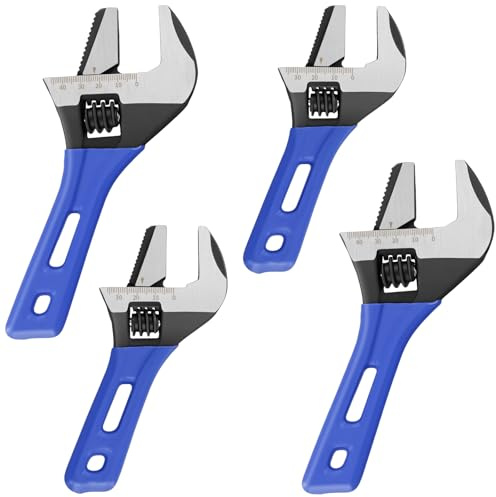 DAKFOOK 4 Piece Adjustable Wrench Set，6/8 Inch Shifter Spanner Set with Cushion Grip and Laser-Etched, Heavy Duty Plumbing Wrench for Home, Garage, Workshop and DIY Projects