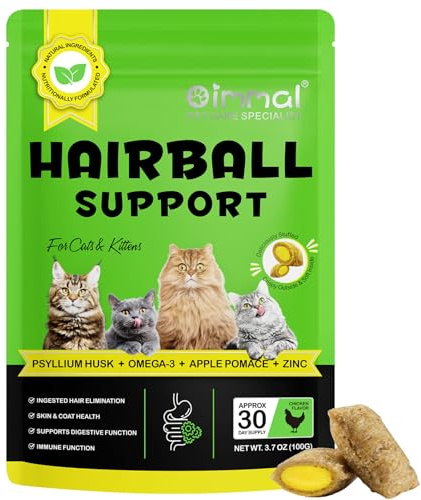 YijiaXingzhou Knusper Snacks zur Haarballen Kontrolle für Katzen, 30-Tage-Kur. Fördert Verdauung, Haut&Fell mit Omega-3 & Ballaststoffe. Ideal für Wohnungskatzen