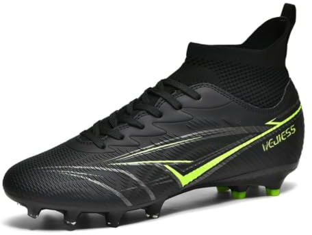 WEJIESS Zapatillas de Fútbol Hombre Botas de Fútbol Tobillo Alto,Zapatillas de Entrenamiento Deportivo para jóvenes,Tacones FG/AG con Soporte de Tobillo, Parte Superior de Punto Respirable