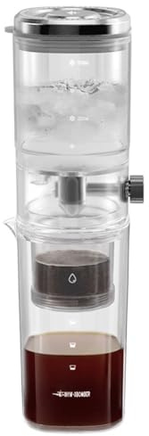FUBESK Cafetera de goteo en frío con goteo de velocidad uniforme, 31,5 x 8,5 x 8,5 cm, material PCTG, filtro de alta densidad, transparente o negro