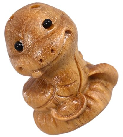 GLEAVI Mini Breloque Serpent en Bois Sculpté, Charme Animal Zodiaque Chinois 2025, Pendentif Léger et Délicat Trou Pratique, Décoration Porte-Clés pour Collection
