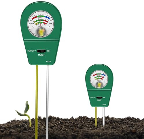 RUTIDA Misuratore di terreno 3 in 1, tester per pH, umidità e fertilizzante, misuratore di umidità del terreno per piante, giardino, fattoria, prato, senza batterie necessarie