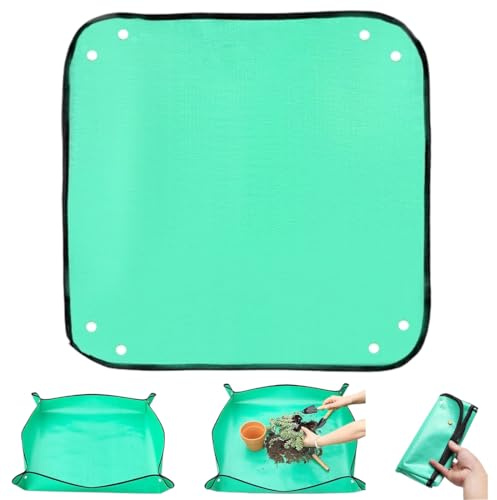 CATZUM Tappetino per Piante Impermeabile Tappetino da Giardinaggio per Rinvaso Accessori per Piante da Interno Tappetino per Rinvaso di Piantine Cambio Terreno Potatura (100 x 100 cm) (Verde)