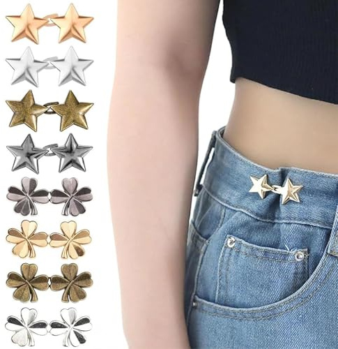 VOOSFSIE 8 Pcs Botones Para Vaqueros, Ajustador de Pantalones, Botones para Ajustar Jeans, estrechar cintura pantalon, Clips De Cintura Para Pantalones Para Pantalones Sueltos, Falda, camisa