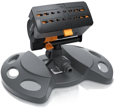 Brandson - Rasensprenger Viereckregner 3/4 Zoll – 16 Düsen – für große Flächen - Sprühmuster einstellbar von parallel bis gefächert - Oszillation-Funktion – Garten Rasensprinkler