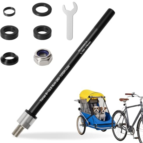 Steckachse Fahrradanhänger, M12 P1.0 P1.5 160-178 mm Steckachse Fahrrad Steckachsenadapter, Einstellbare Schaftlänge für Thule,Qeridoo,Croozer Steckachse Adapter M12, Fahrradanhänger Kupplung