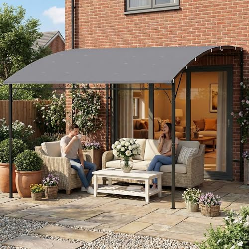 DecHome - Pergola da Esterno in Metallo/Poliestere Dimensioni 3.8x2.8m Grigio