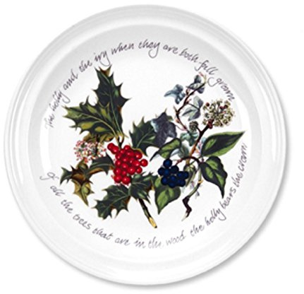 Portmeirion x The Holly & Ivy Set of 6 Dinner Plates - Durable Made in England Earthenware, Dishwasher & Microwave Safe, Suitable for Festive Dining, 27cm