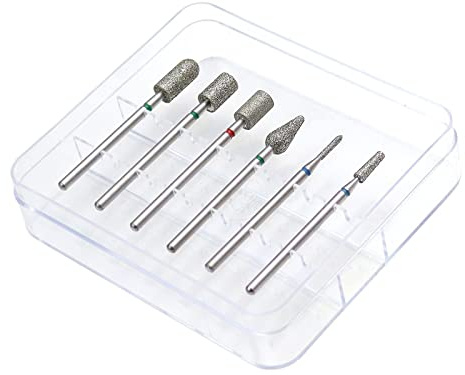 Diamantschleifer Fräser-Set 7-Teilig für Fußpflege und Maniküre | Nagelschleifer Set mit Fräser Box und hochwertiger Diamantbeschichtung für elektrische Nagelfräser. Hand, Fuß, & Nagelpflege