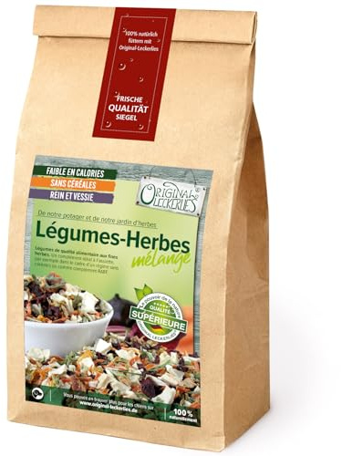 Original-Leckerlies: Mélange de légumes et d'herbes - 500 g de flocons de légumes sans céréales avec herbes - Flocons de chien - Complément alimentaire pour chien - Produit naturel pour chiens