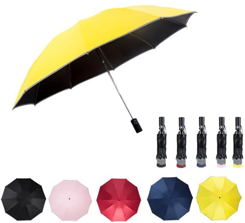 WULUN Automatischer Faltschirm, Reverse Faltschirm, Verstärkte 10-Rippen, Winddichter Regenschirm, Mehrschichtiger UV-Schutz, Ausklappdurchmesser 49.2inch,