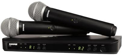 Shure BLX288/PG58 Dual-Channel Wireless Audio System J11 Band (596–620 MHz) – BLX88 Receiver, (2) BLX2 Transmitters with PG58 Dynamic Mic, Up to 14 Hr Battery, 300 ft Range