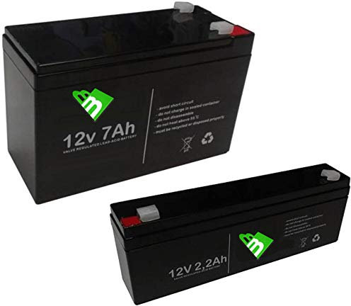 BATTERIA AL PIOMBO RICARICABILE 12V 7AH + 12V 2,2Ah Per allarmi antifurti sicurezza videosorveglianza
