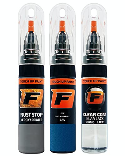 FIRANTO Lackstift Autolack Reparaturset für Opel Vauxhall EAV Voltaic Blue - 3-in-1 Autolack Kratzer Reparaturstift 15ml Grundierung, Klarlack