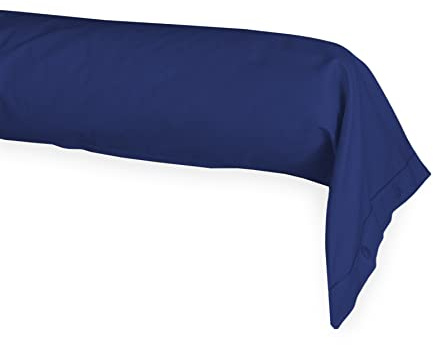 Taie de traversin cylindrique Paris en Coton, Housse avec Un côté fermé et Boutons Pression (Cm. 40x240, Bleu)