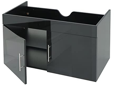 Mendler Waschbeckenunterschrank HWC-D16 Hochglanz 90cm - schwarz | Waschtischunterschrank, Waschtisch, Unterschrank, Badmöbel