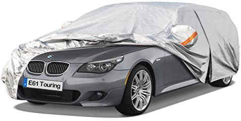 Kayme Autoabdeckung Wasserdicht Atmungsaktiv Passend für BMW 5er Touring E61(2004-2010),Vollgarage Autoplane für Regen Sonne Staub Schutz,Auto Abdeckplane Faltgarage Abdeckung(3-7 Tage liefern)
