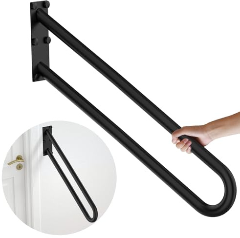 28 Inch Stainless Steel Handrail for 1-5 Steps - 1.25 Tube,ZUEXT U Shaped Oil Rubbed Black Safety Grab Bar for Stairs,Wall Mounted Hand Railing for Outdoor Garage Entry Interior Exterior Stairway